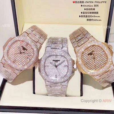 Copy Patek Philippe Nautilus Jumbo 5719 Watch - Patek Philippe Iced Out watch
